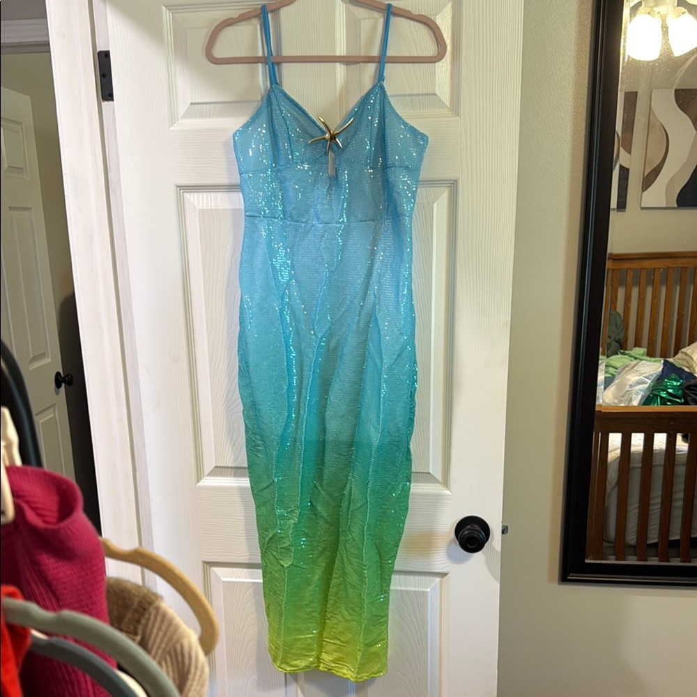 Amazon Blue and Green seashell Gradient Dress